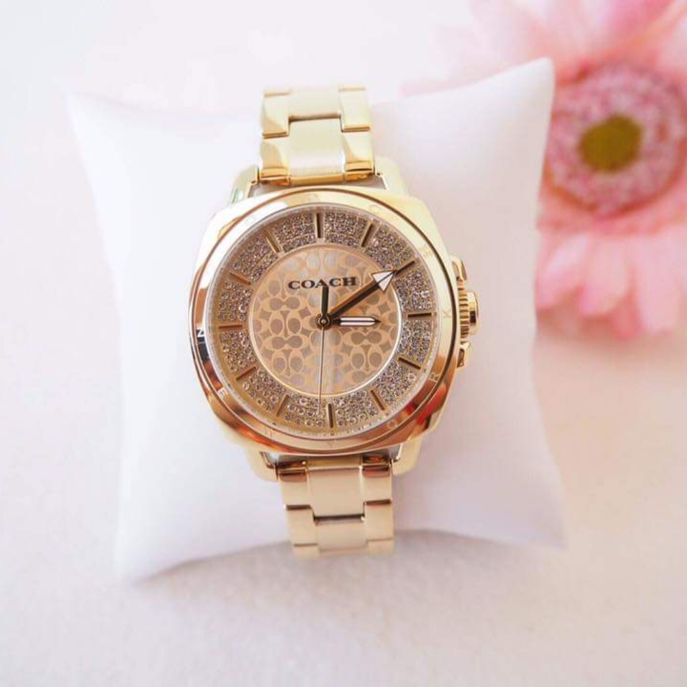***NEW*** Coach Ladies Coach Boyfriend Small Gold Plated Watch - Picture 4 of 11